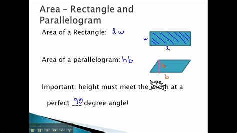 Areas Of Rectangles And Parallelograms