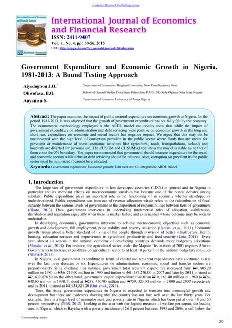 Economic Growth And Wagners Hypothesis The Nigerian Experience Pdf