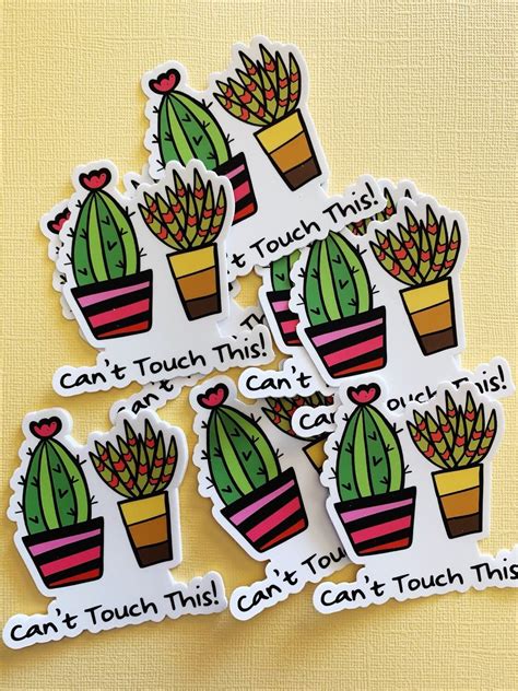 Cant Touch This Cactus Sticker Succulent Plants Water Bottle Etsy