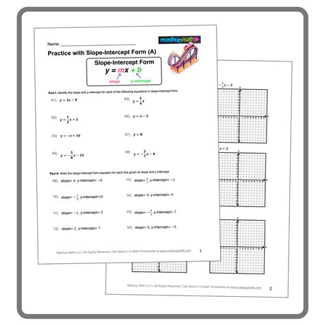 Free Slope Intercept Form Worksheets—with Answers — Mashup Math