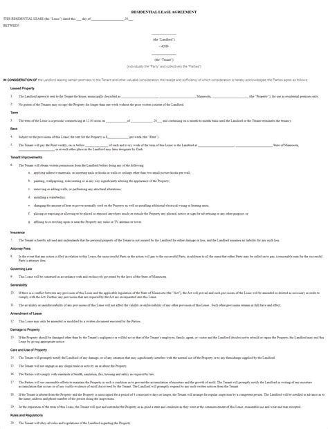 Free Minnesota Rental Lease Agreement | MN Lease Template - Forms.Legal