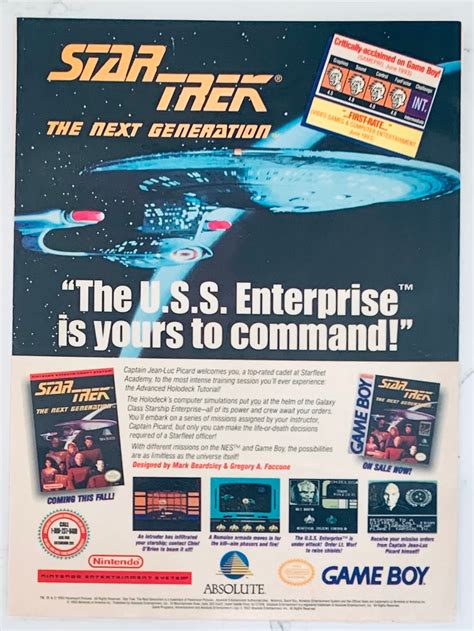 Star Trek The Next Generation Nes Original Vintage Advertisement Cuchiwaii