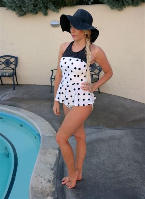 Peplum Bathing Suit High Neck Swimsuits Polka Dot Swimsuits Modest