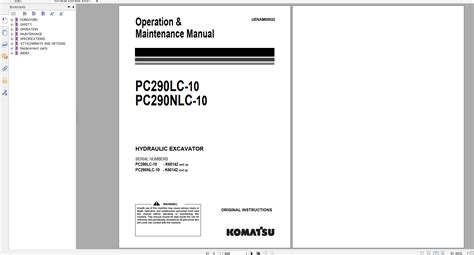 Komatsu Hydraulic Excavator Pc290lc 10 Pc290nlc 10 Operation And Maintenance Manual Uenam00933 2017