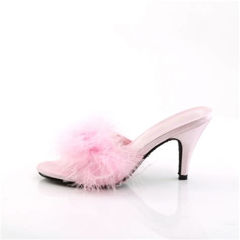 Pleaser Fluffy Marabou Trim Upper High Heels Mule Slippers Adult Women