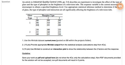 Question An Article In Industrial Quality Control Chegg