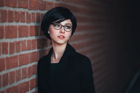 Ivan Proskurin Women With Glasses Brunette Model Short Hair Alice Tarasenko Eyes Women