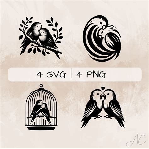 Love Birds Svg Bundle Birds In Love Png Birds And Love Clipart Hand