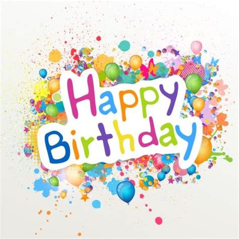 Happy birthday label with colored grunge vector free download