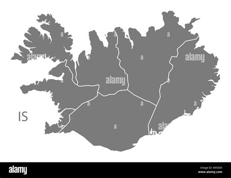 Iceland Regions Map Grey Stock Photo Alamy