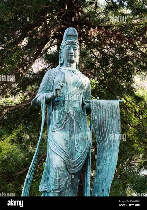 Bronze Japanese Statue Of Kannon Bodhisattva Avalokiteshvara Stock