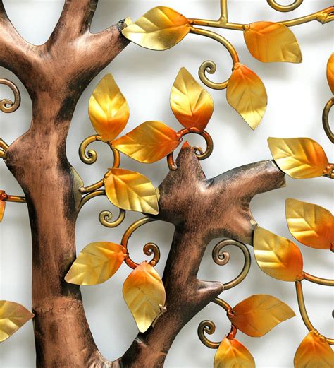 Buy Wrought Iron Decorative Tree Wall Art In Gold By B K Exports Online