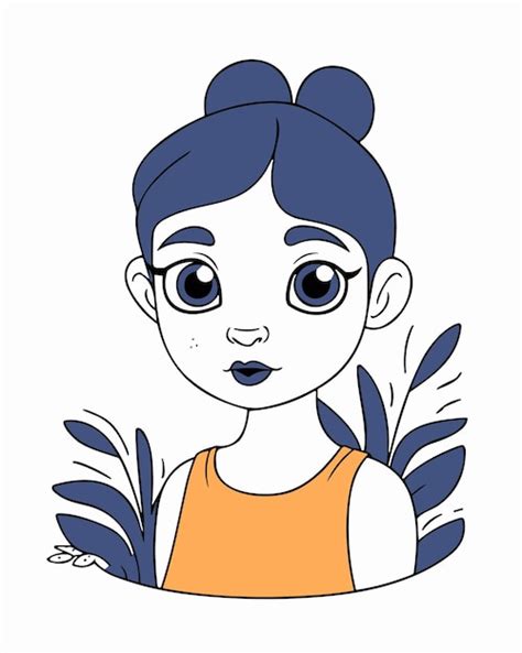 Une fille de dessin animé aux yeux bleus et une chemise bleue Vecteur