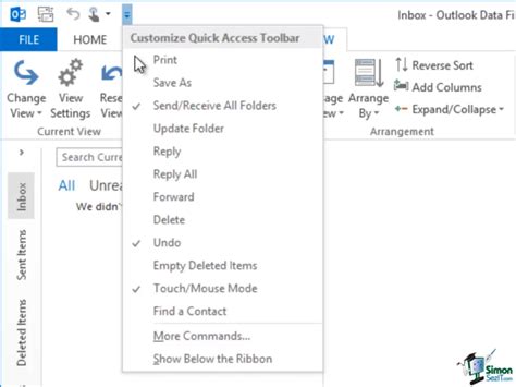 Using The Outlook Quick Access Toolbar