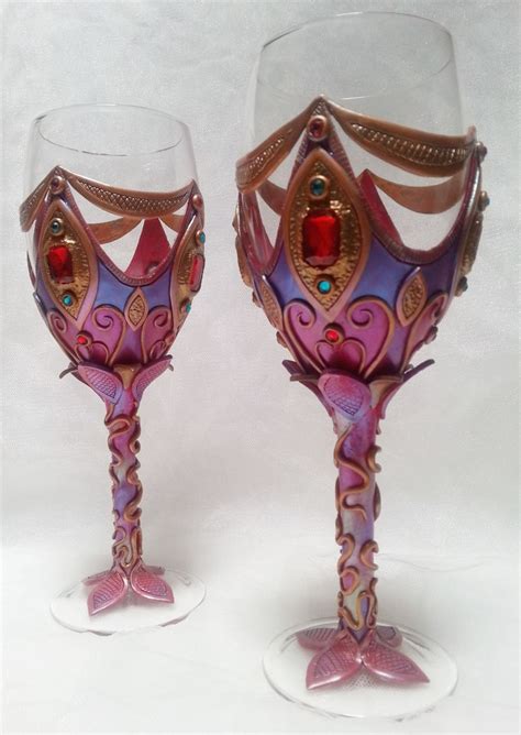 Polymer Clay Wine Glasses Wine Glass Art Decorated Wine Glasses