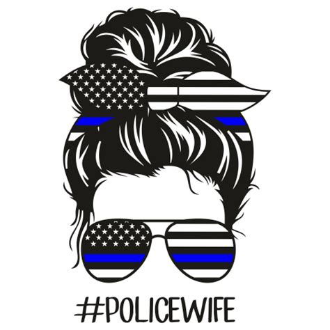 Back The Blue Police Wife Svg Messy Bun Police Wife Vector File