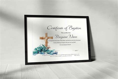 Editable Baptismal Certificate Printable Minimalist Certificate Of