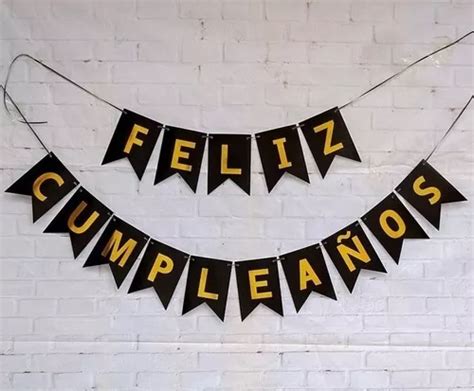 Letreros Feliz Cumplea Os Banner Fiesta Adorno Negro En Venta En