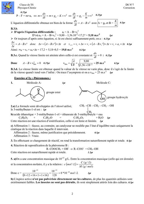 Devoir 1 Modèle 2 Physique Chimie 2 Bac Spc Semestre 2 Corrigé Alloschool