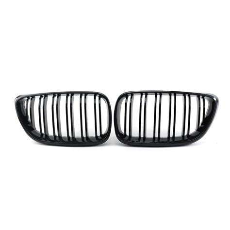 Double Slat Carbon Fiber Front Bumper Center Grill Grille For Bmw