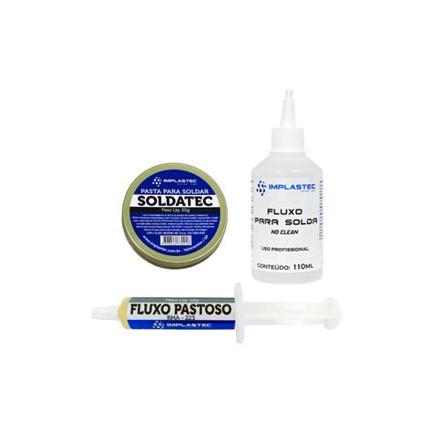 Kit Pasta Para Soldar Soldatec Implastec 50g Fluxo Pastoso Implastec