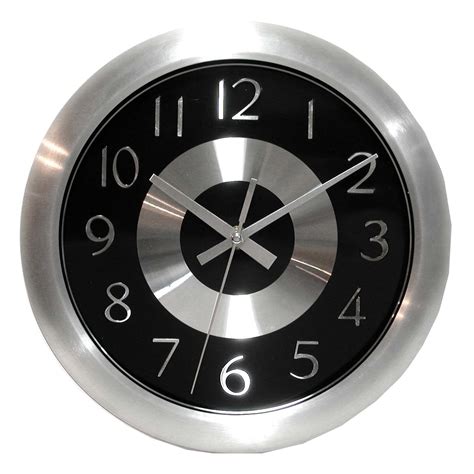 Mercury Black 10-inch Black/ Polished Aluminum Wall Clock - Free ...