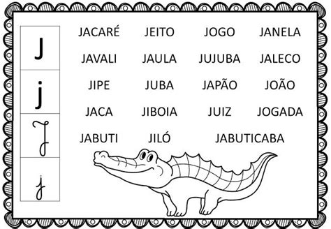Palavras Iniciadas Com J - Criar Recriar Ensinar | Palavras com j, Atividades de leitura ...