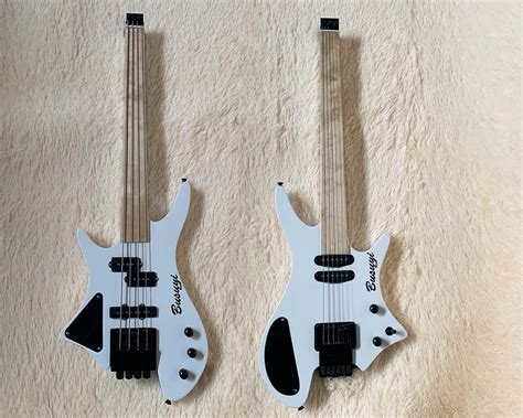 4 String Bass 6 String Lead Fretless Headless Tremolo Busuyi Guitar Right White