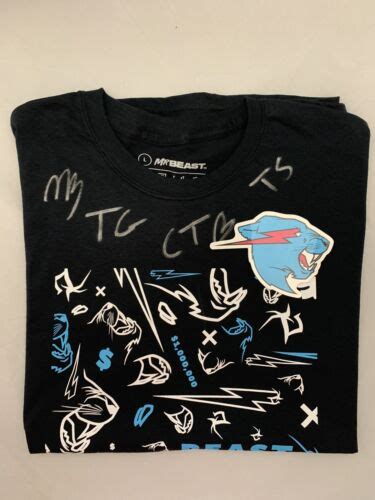 Rare Sig New Mr Beast Signed Shirt Hour Livestream Tee Adult