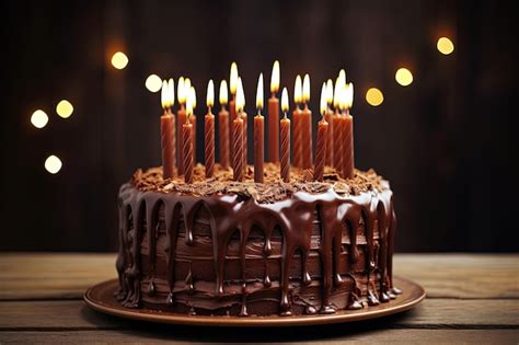 Premium AI Image | Chocolate cake with candles for a birthday