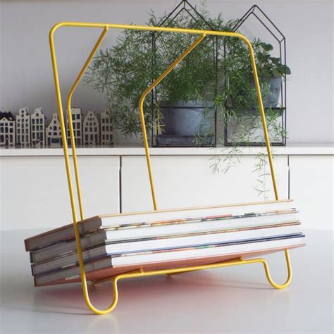 Ikea Magazine Rack Metal Wired Newspaper Holder Yellow Metal Etsy