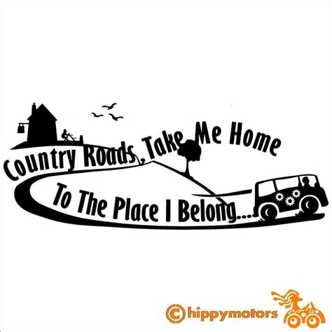 Country Roads Lyrics Decal: Hippy Motors