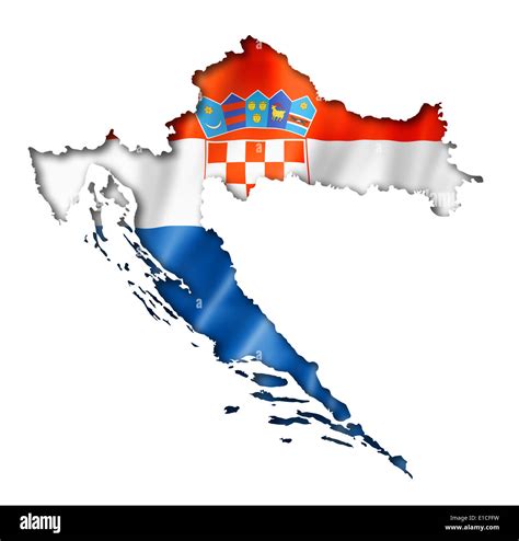 Croatia flag map, three dimensional render, isolated on white Stock Photo - Alamy