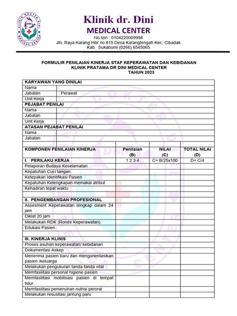 Form Penilaian Perawat Pdf