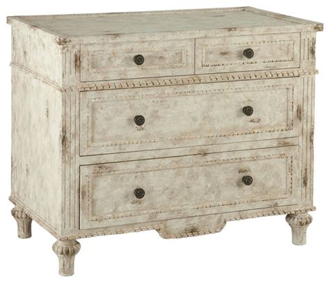 Arlon Antique White Heavy Distressed White Chest Of Drawers Dresser