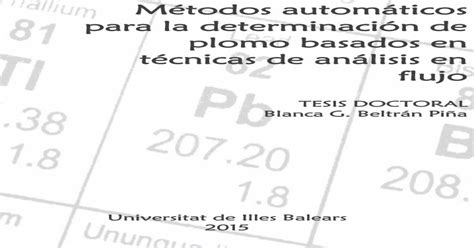 M Todos Autom Ticos Para La Determinaci N De Plomo Tesis Doctoral