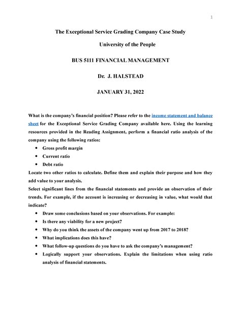 Bus Financial Management Written Assignment Unit The