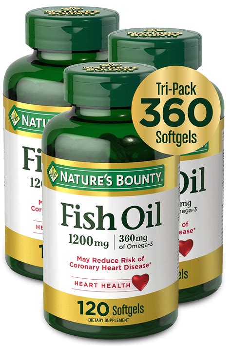 Buy Natures Bounty Fish Oil 1200mg 360mg Of Omega 3 120 3 Pack