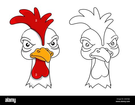 Angry Rooster Coloring Book For Kids Displeased Poultry Team Mascot