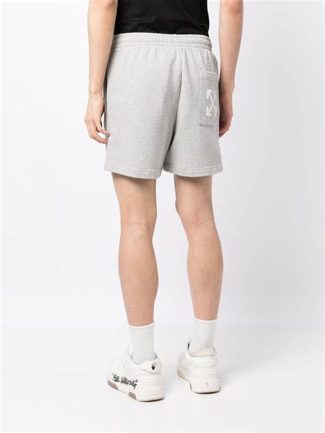 Off White Logo Print Track Shorts Grey FARFETCH