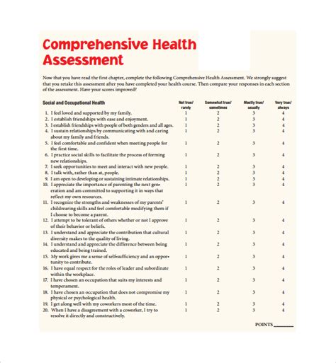 6 Health Assessment Templates Sample Templates