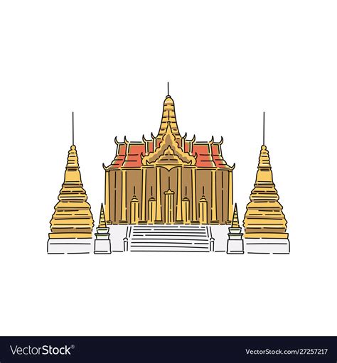 Buddhist Temple Building In Thailand Royalty Free Vector