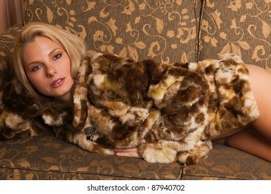 Pretty Blonde Lying Nude Fur Coat Stock Photo 87940702 Shutterstock