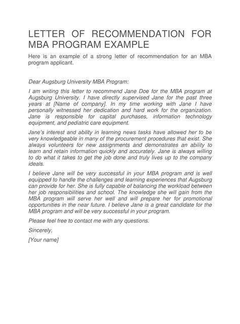 Free Printable Letter Of Recommendation For Graduate School Template [pdf]