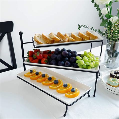 3 Tiered Serving Stand Foldable Rectangular Food Display Etsy