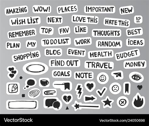 Drawing bullet journal stickers Royalty Free Vector Image