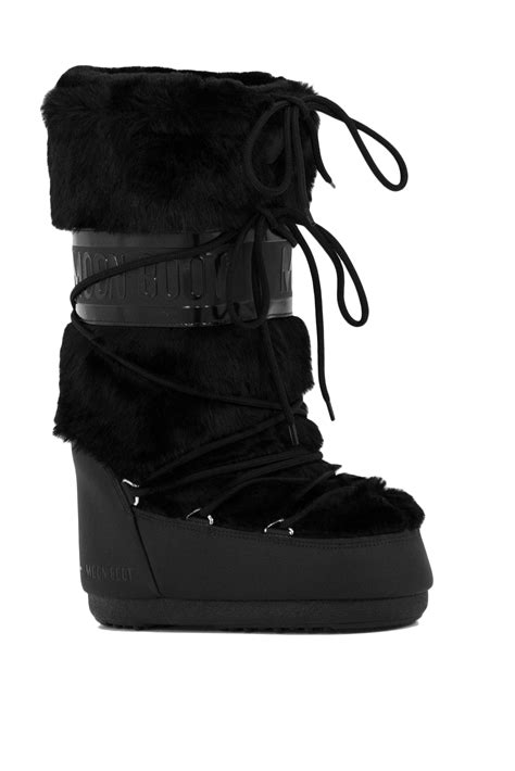 Moon Boot Icon Black Faux Fur Boots 14089000 001 Ariano Boutique