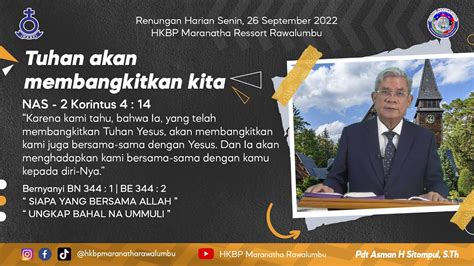 Renungan Harian Senin 26 September 2022 HKBP Maranatha Rawalumbu