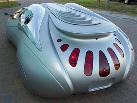 Etv Futuristic Concept Car Rear Three Quarters Silver Model No Car