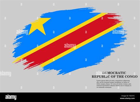 Brush Stroke Styled Flag Of Dr Congo Template For Your Design Stock